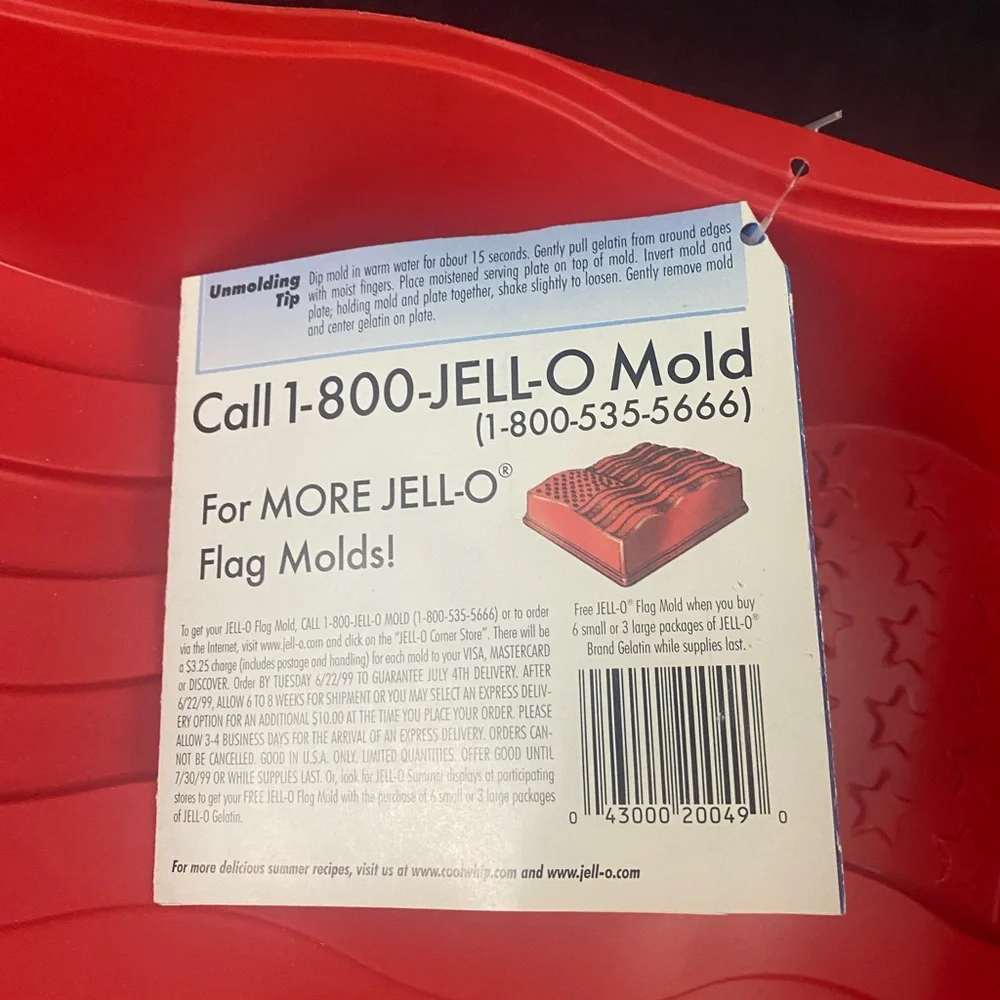 Vintage 90s JELL-O Jello Jigglers Molds & Patriotic Flag USA Christmas Holidays